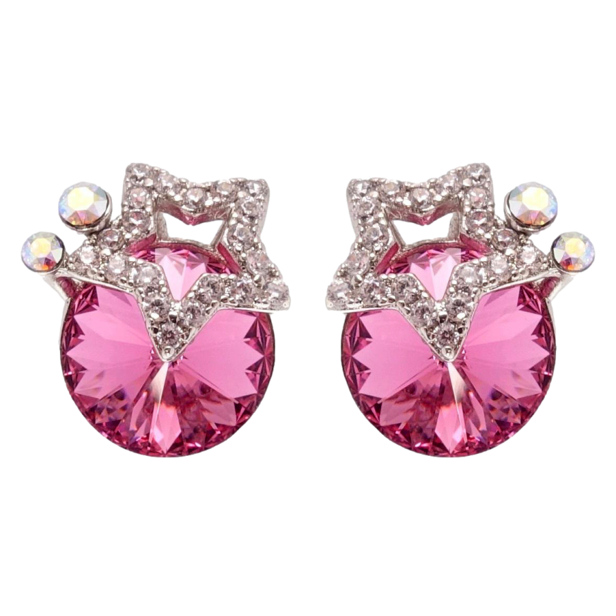 Серьги Xuping цвет Родий с кристаллами Swarovski пусеты Звезды с кристаллом Rose фото №1 Серьги Xuping цвет Родий с кристаллами Swarovski пусеты Звезды с кристаллом Rose фото №1