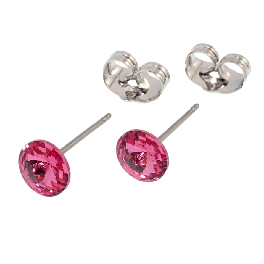 Серьги Xuping цвет Родий с кристаллами Swarovski пусеты Кристаллы Fuchsia ø 6мм фото №1 Серьги Xuping цвет Родий с кристаллами Swarovski пусеты Кристаллы Fuchsia ø 6мм фото №1
