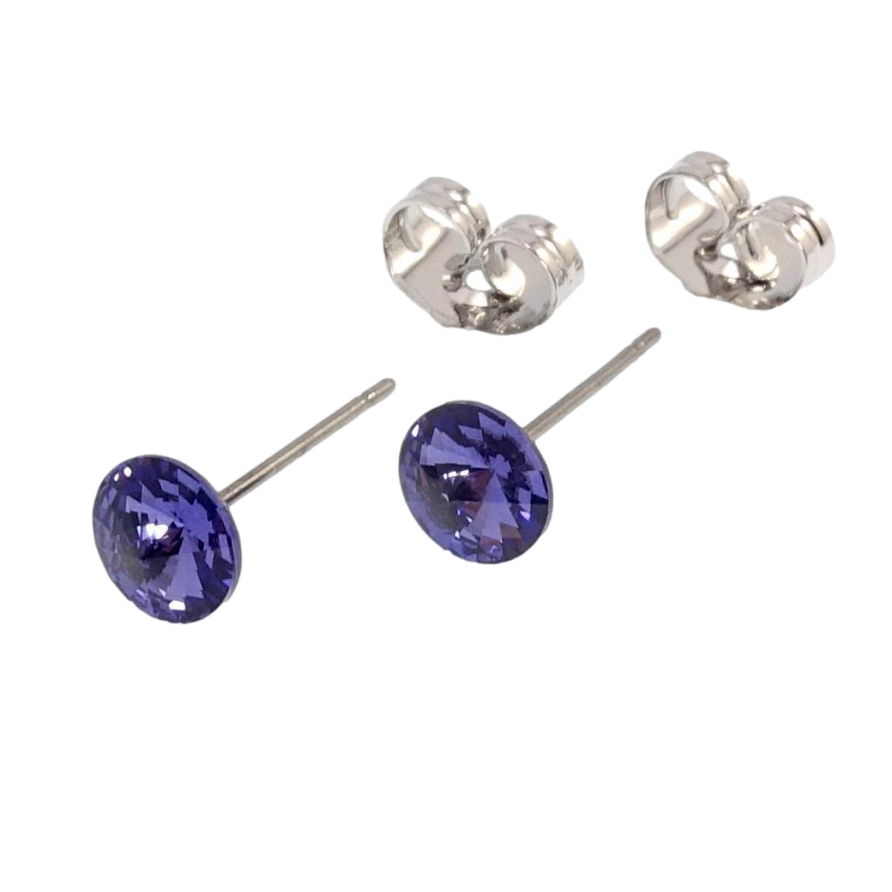 Сережки Xuping колір Родій з кристалами Swarovski пусети Кристали Heliotrope ø 6мм фото №1