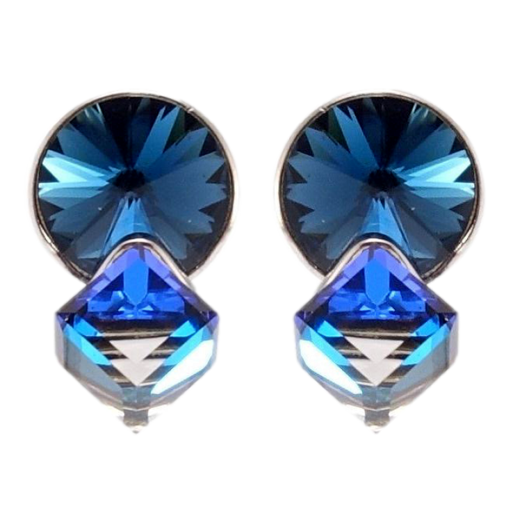 Сережки Xuping колір Родій з кристалами Swarovski пусети Кристали Metallic Blue фото №11 Сережки Xuping колір Родій з кристалами Swarovski пусети Кристали Metallic Blue фото №11