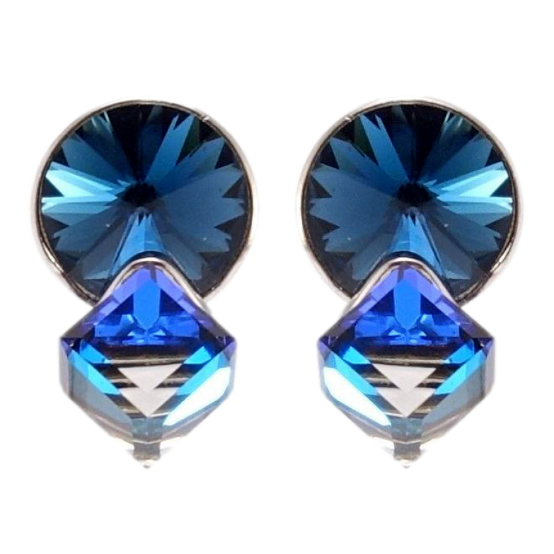 Сережки Xuping колір Родій з кристалами Swarovski пусети Кристали Metallic Blue фото №9 Сережки Xuping колір Родій з кристалами Swarovski пусети Кристали Metallic Blue фото №9