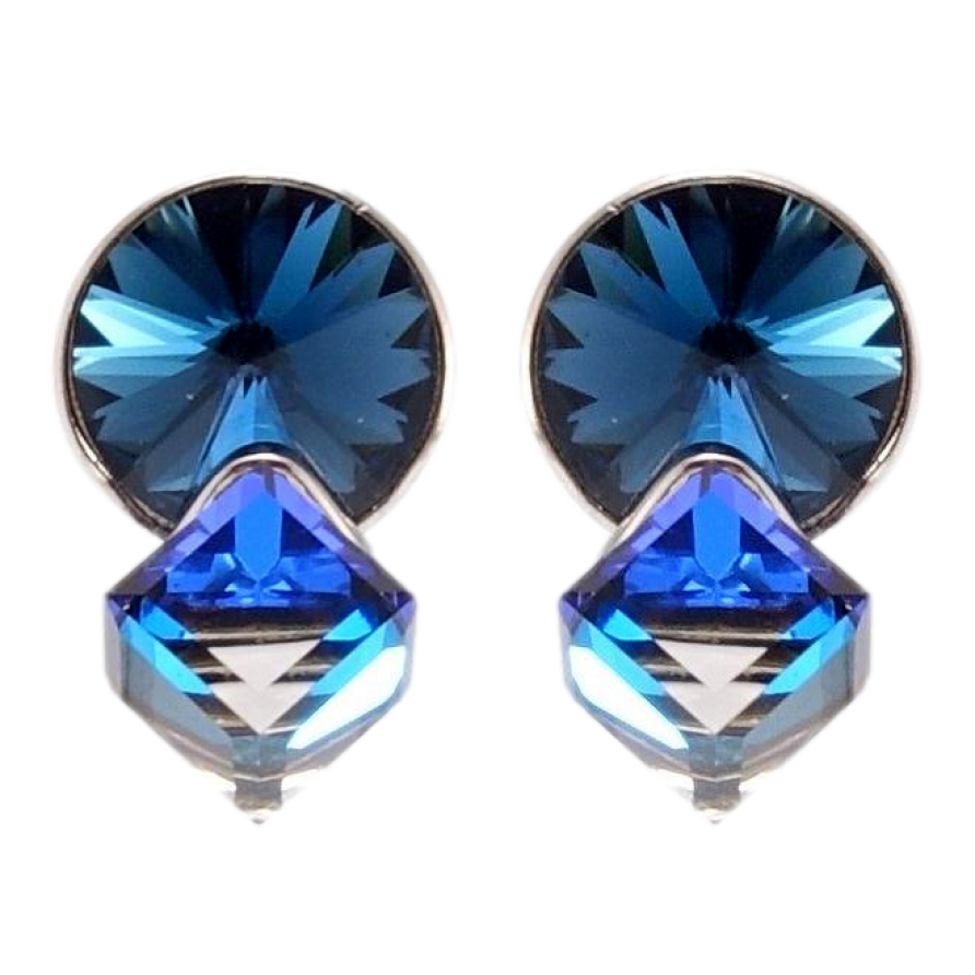 Сережки Xuping колір Родій з кристалами Swarovski пусети Кристали Metallic Blue фото №1 Сережки Xuping колір Родій з кристалами Swarovski пусети Кристали Metallic Blue фото №1
