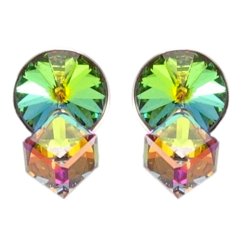 Сережки Xuping колір Родій з кристалами Swarovski пусети Кристали Vitrail Medium фото №3