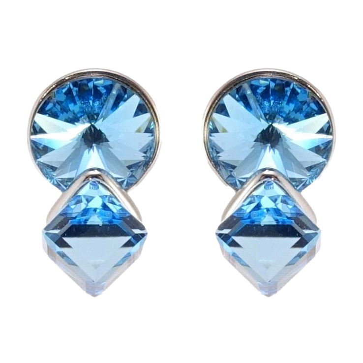 Сережки Xuping колір Родій з кристалами Swarovski пусети Кристали Aquamarine фото №3 Сережки Xuping колір Родій з кристалами Swarovski пусети Кристали Aquamarine фото №3