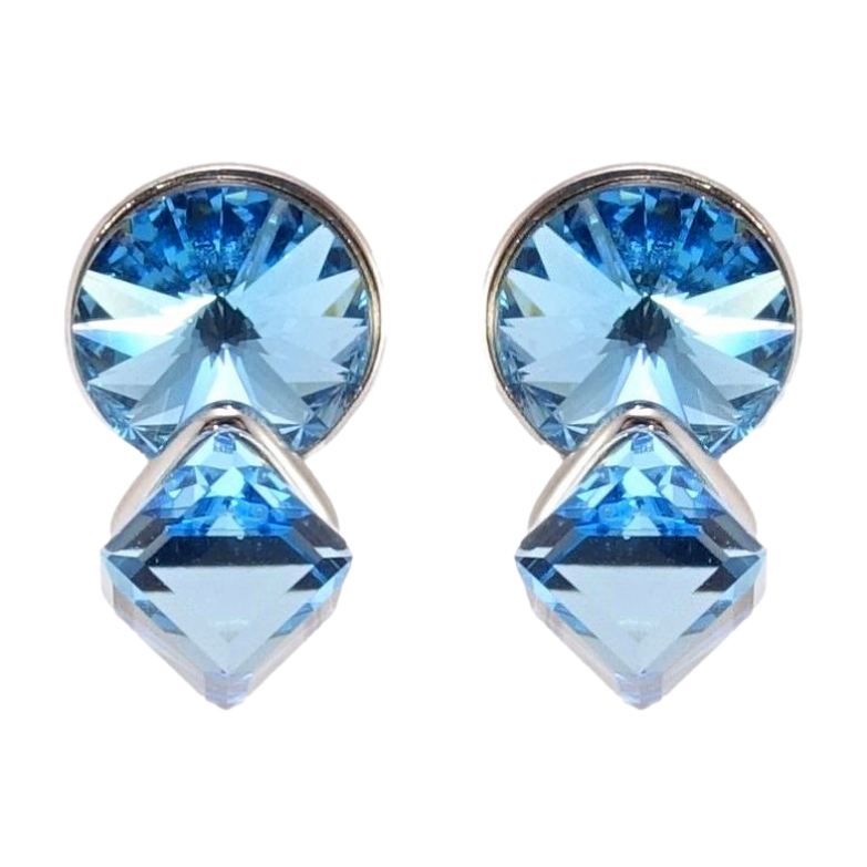 Сережки Xuping колір Родій з кристалами Swarovski пусети Кристали Aquamarine фото №9 Сережки Xuping колір Родій з кристалами Swarovski пусети Кристали Aquamarine фото №9
