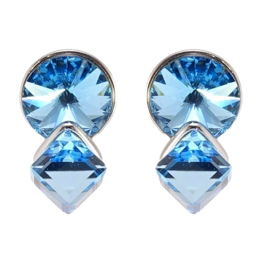 Сережки Xuping колір Родій з кристалами Swarovski пусети Кристали Aquamarine фото №1 Сережки Xuping колір Родій з кристалами Swarovski пусети Кристали Aquamarine фото №1