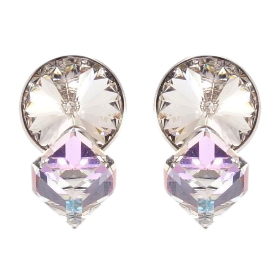 Серьги Xuping цвет Родий с кристаллами Swarovski пусеты Кристаллы Lavender и Clear фото №1 Серьги Xuping цвет Родий с кристаллами Swarovski пусеты Кристаллы Lavender и Clear фото №1