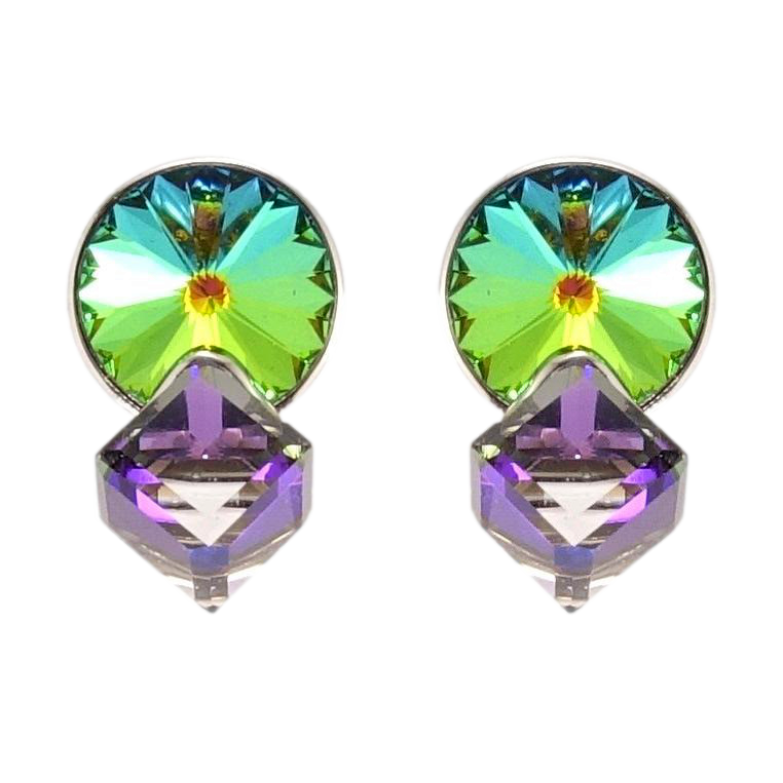 Серьги Xuping цвет Родий с кристаллами Swarovski пусеты Кристаллы Vitrail Medium и Tanzanite фото №5 Серьги Xuping цвет Родий с кристаллами Swarovski пусеты Кристаллы Vitrail Medium и Tanzanite фото №5