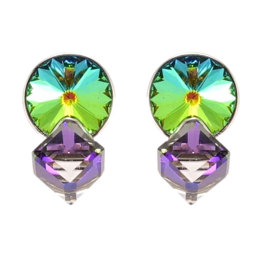 Серьги Xuping цвет Родий с кристаллами Swarovski пусеты Кристаллы Vitrail Medium и Tanzanite фото №1 Серьги Xuping цвет Родий с кристаллами Swarovski пусеты Кристаллы Vitrail Medium и Tanzanite фото №1