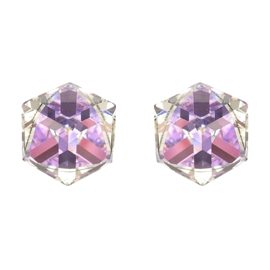 Сережки Xuping колір Родій з кристалами Swarovski пусети Кристальні куби Provence Lavender 8х8мм фото №1 Сережки Xuping колір Родій з кристалами Swarovski пусети Кристальні куби Provence Lavender 8х8мм фото №1