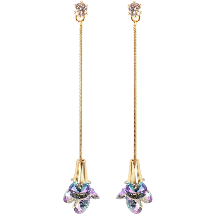 Сережки Xuping колір 18K з кристалами Swarovski пусети «Кришталеві підвіски Paradise Shine» фото №3