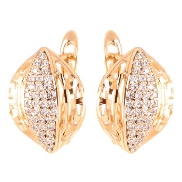 Серьги Xuping Позолота 18K английский замок Резной узор с цирконием фото №7