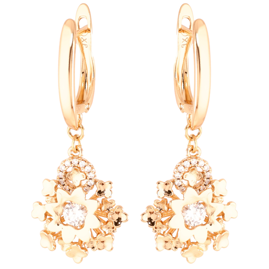Серьги Xuping Позолота 18K английский замок Цветочные подвески с цирконием фото №1 Серьги Xuping Позолота 18K английский замок Цветочные подвески с цирконием фото №1