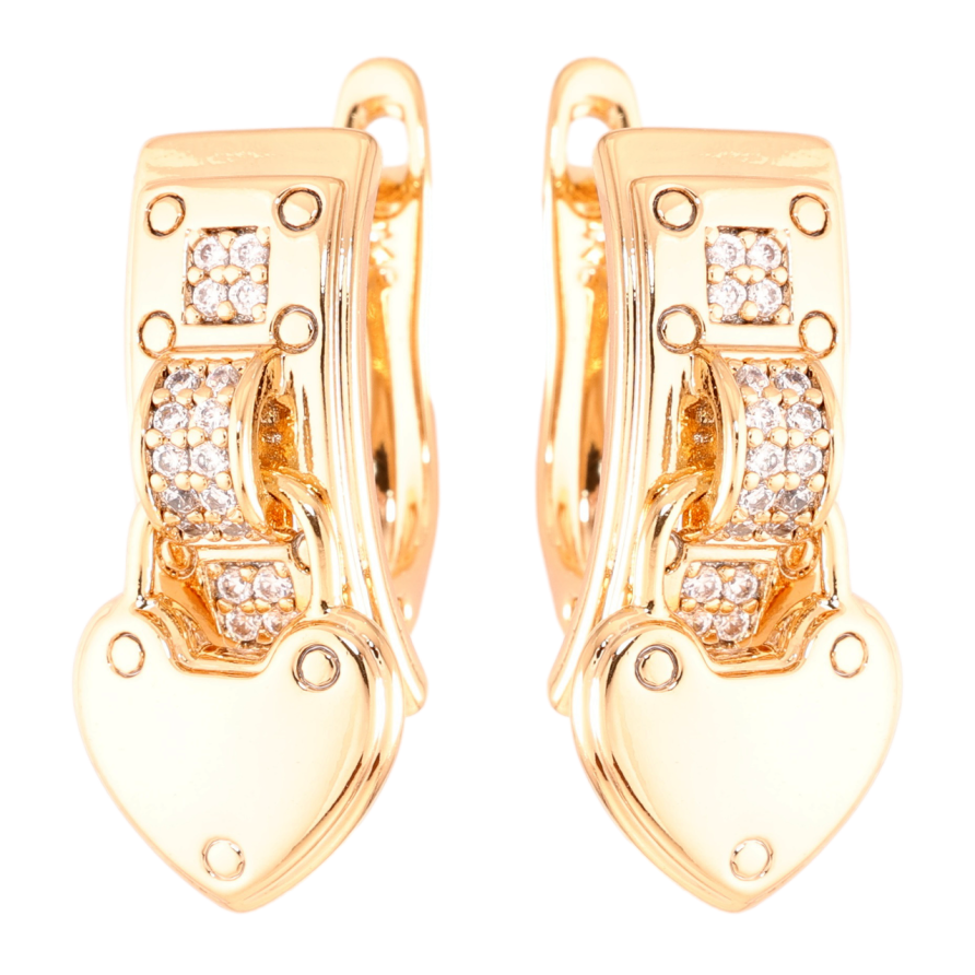 Серьги Xuping Позолота 18K английский замок Замочки-сердечки фото №1 Серьги Xuping Позолота 18K английский замок Замочки-сердечки фото №1