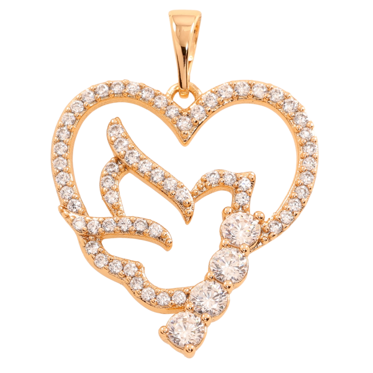 Кулон Xuping Позолота 18K Серце з птахом для ланцюжка до 5мм фото №19 Кулон Xuping Позолота 18K Серце з птахом для ланцюжка до 5мм фото №19