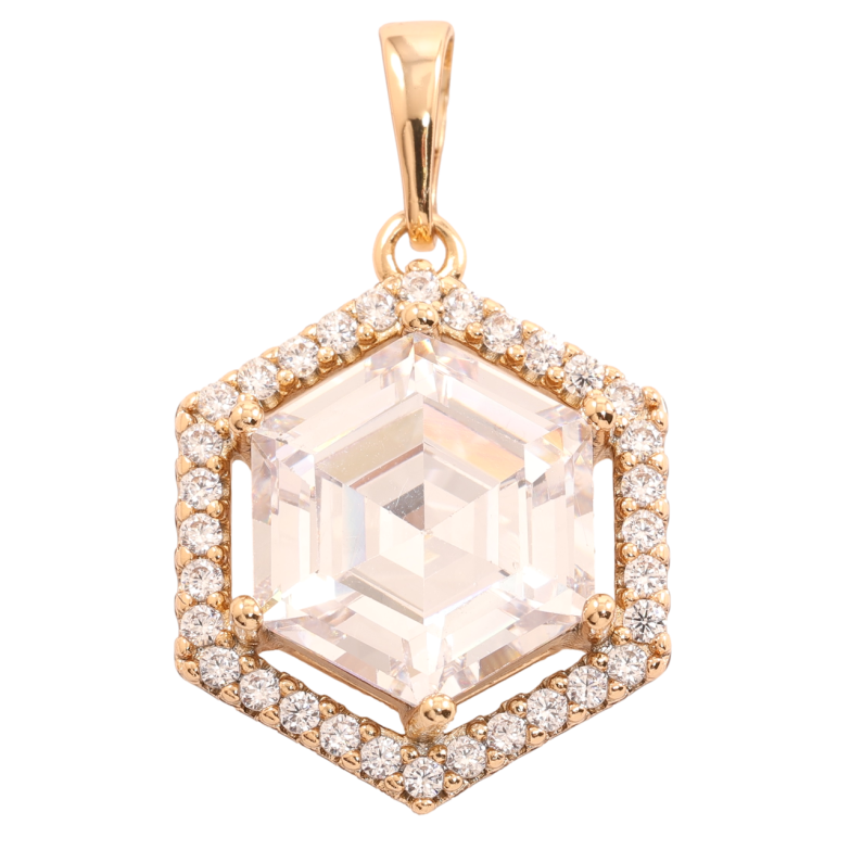 Кулон Xuping Позолота 18K Шестигранный кристалл в обрамлении циркония для цепочки до 6мм фото №8