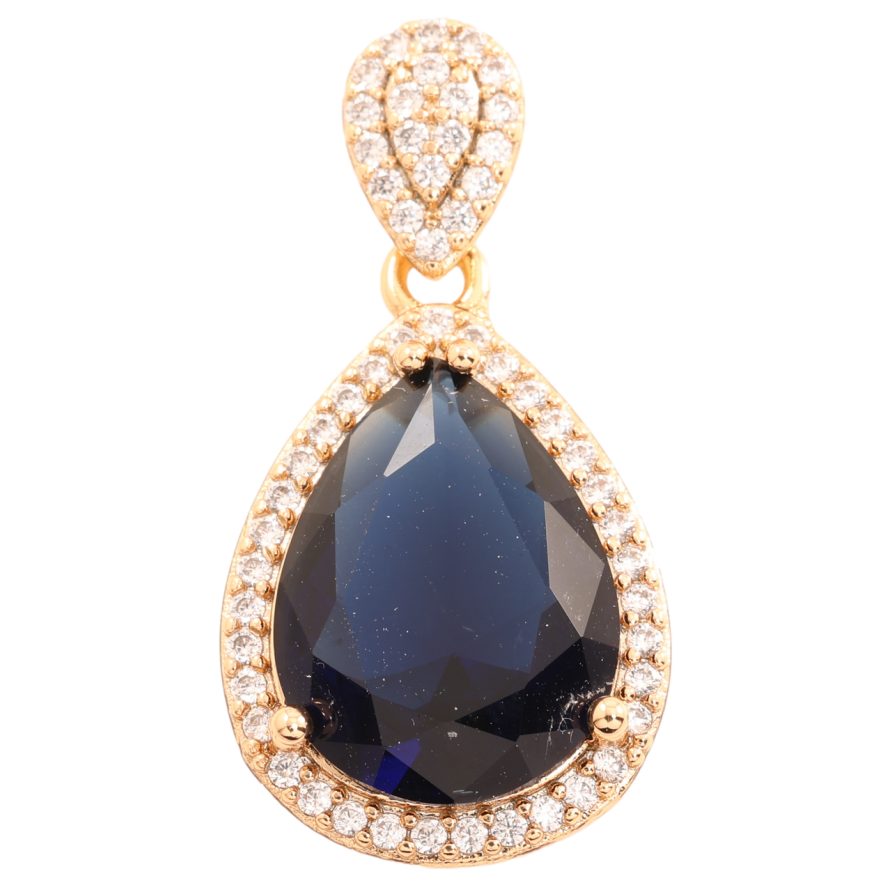 Кулон Xuping Позолота 18K «Синя кришталева крапелька в обрамленні цирконію» для ланцюжка до 4мм фото №1 Кулон Xuping Позолота 18K «Синя кришталева крапелька в обрамленні цирконію» для ланцюжка до 4мм фото №1