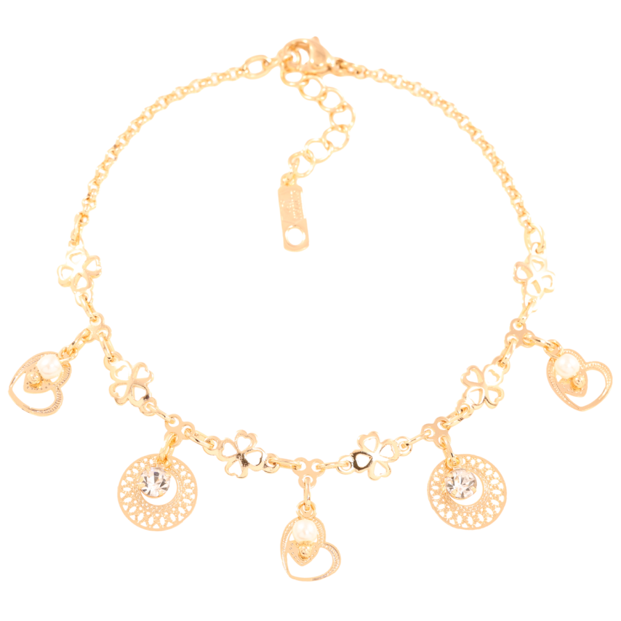 Браслет Xuping Позолота 18K Цепочка с декоративными подвесками длинна с доп.цепочкой 18-21см х 2мм фото №1 Браслет Xuping Позолота 18K Цепочка с декоративными подвесками длинна с доп.цепочкой 18-21см х 2мм фото №1