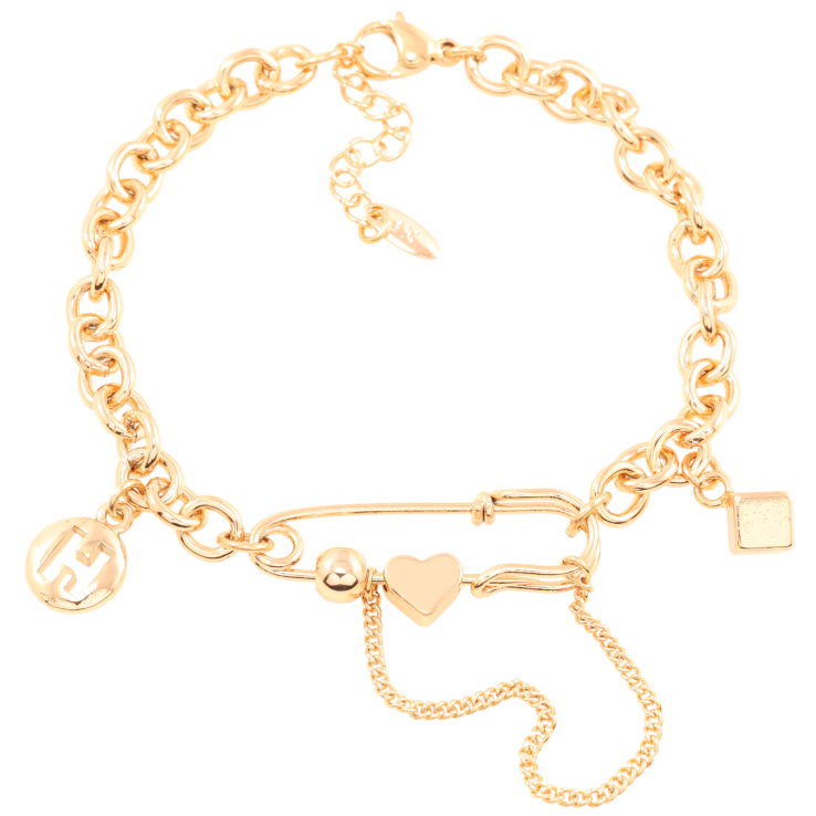 Браслет Xuping Позолота 18K Цепочка с булавкой и подвесками длинна с доп.цепочкой 17.5-20.5см х 5мм фото №19 Браслет Xuping Позолота 18K Цепочка с булавкой и подвесками длинна с доп.цепочкой 17.5-20.5см х 5мм фото №19