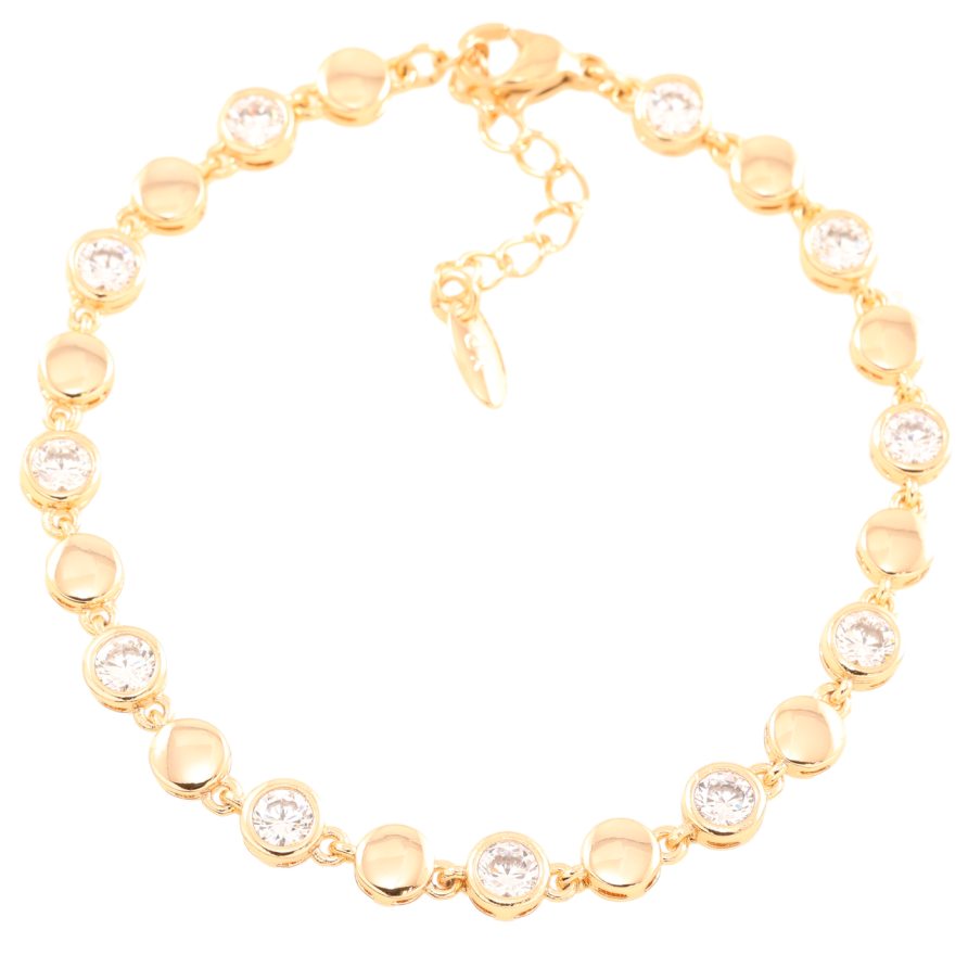 Браслет Xuping Позолота 18K Круги с фианитами длинна с доп.цепочкой 18-21см х 5мм фото №1 Браслет Xuping Позолота 18K Круги с фианитами длинна с доп.цепочкой 18-21см х 5мм фото №1
