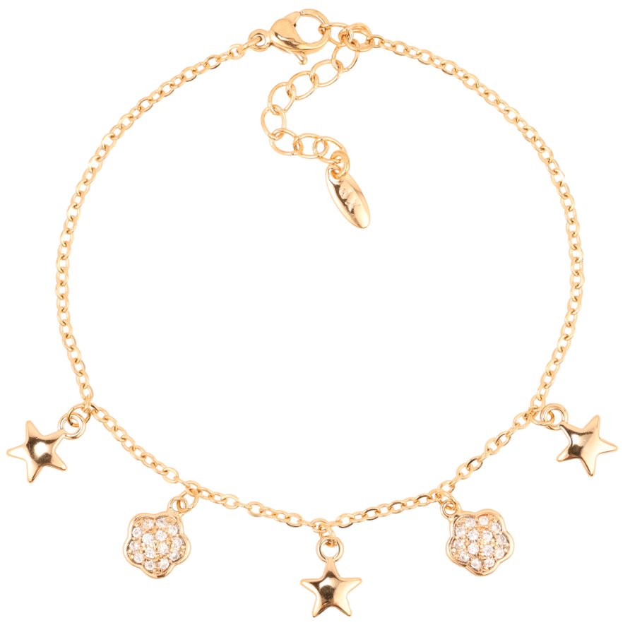 Браслет Xuping Позолота 18K Цепочка с подвесками длинна с доп.цепочкой 17.5-21см х 1.5мм фото №1
