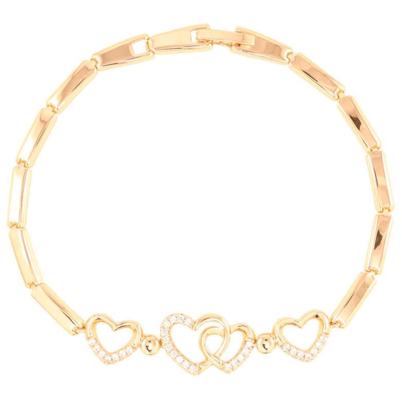 Браслет Xuping Позолота 18K «Сердечка з цирконієм» довжина 19.5см х 3мм фото №4