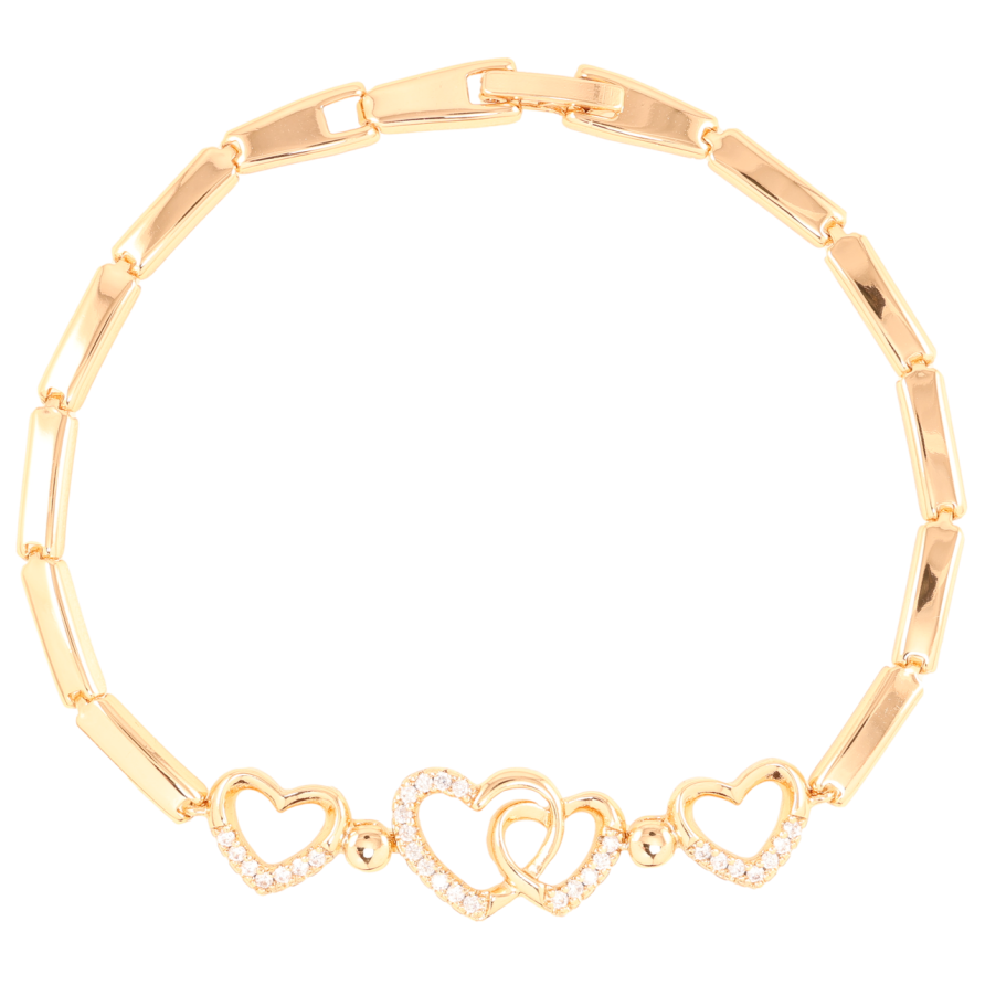 Браслет Xuping Позолота 18K Сердечки с цирконием длинна 19.5см х 3мм фото №1 Браслет Xuping Позолота 18K Сердечки с цирконием длинна 19.5см х 3мм фото №1