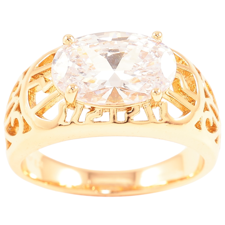 Каблучка Xuping Позолота 18K «Різьблений візерунок з фіанітом» фото №1 Каблучка Xuping Позолота 18K «Різьблений візерунок з фіанітом» фото №1