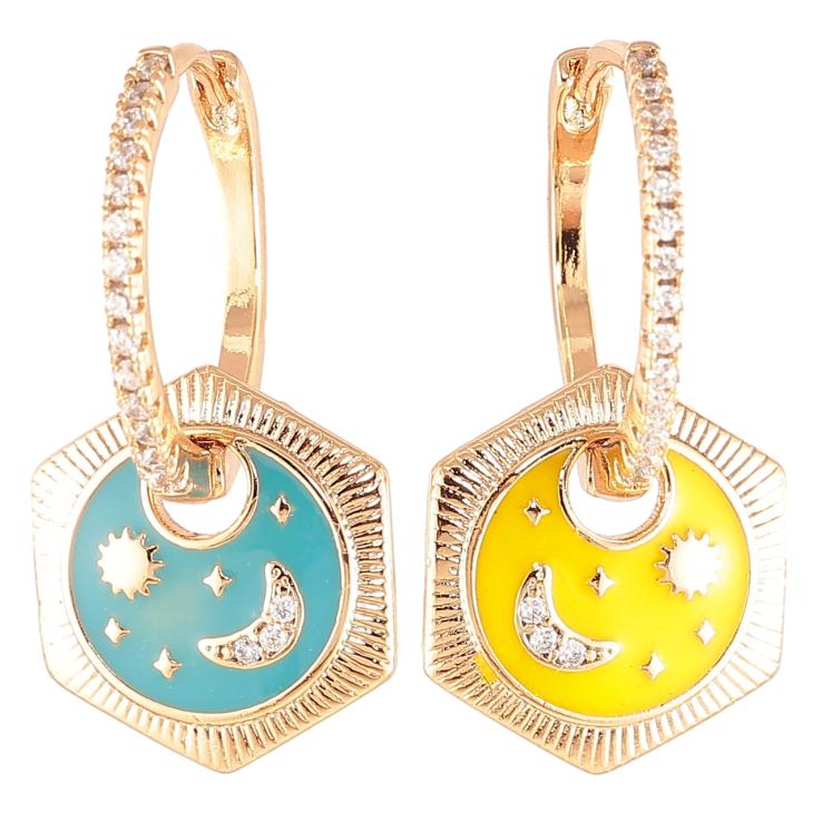 Серьги Xuping цвет 18K подвески на колечках Узор Звездная ночь желто-голубой эмалью 2 в 1 фото №15 Серьги Xuping цвет 18K подвески на колечках Узор Звездная ночь желто-голубой эмалью 2 в 1 фото №15
