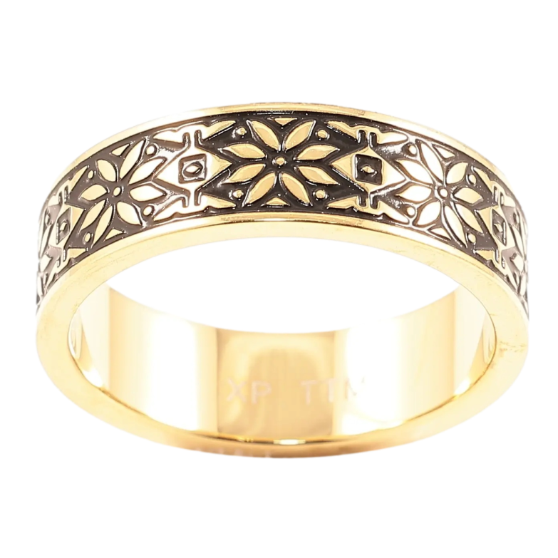 Каблучка Xuping TTM Stainless Steel колір 14К Вишиванка, шир. 5мм фото №8 Каблучка Xuping TTM Stainless Steel колір 14К Вишиванка, шир. 5мм фото №8