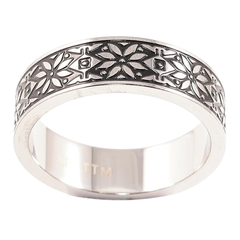 Каблучка Xuping TTM Stainless Steel колір Родій Вишиванка, шир. 5мм фото №1 Каблучка Xuping TTM Stainless Steel колір Родій Вишиванка, шир. 5мм фото №1