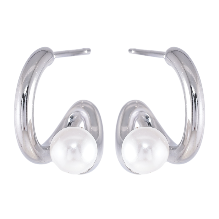 Серьги Xuping TTM Stainless Steel цвет Родий пусеты Фигурные с жемчужинками фото №20