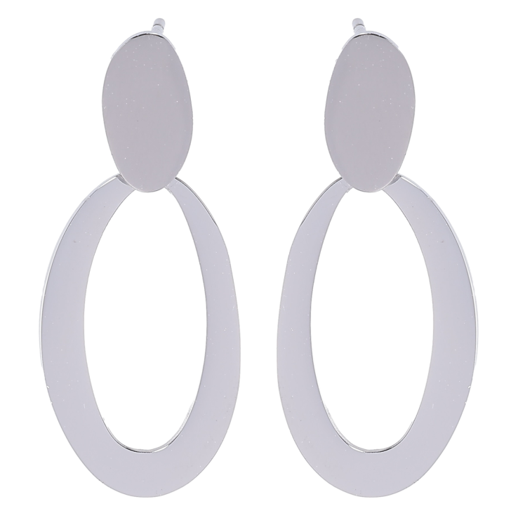 Серьги Xuping TTM Stainless Steel цвет Родий пусеты Овальные подвески фото №13