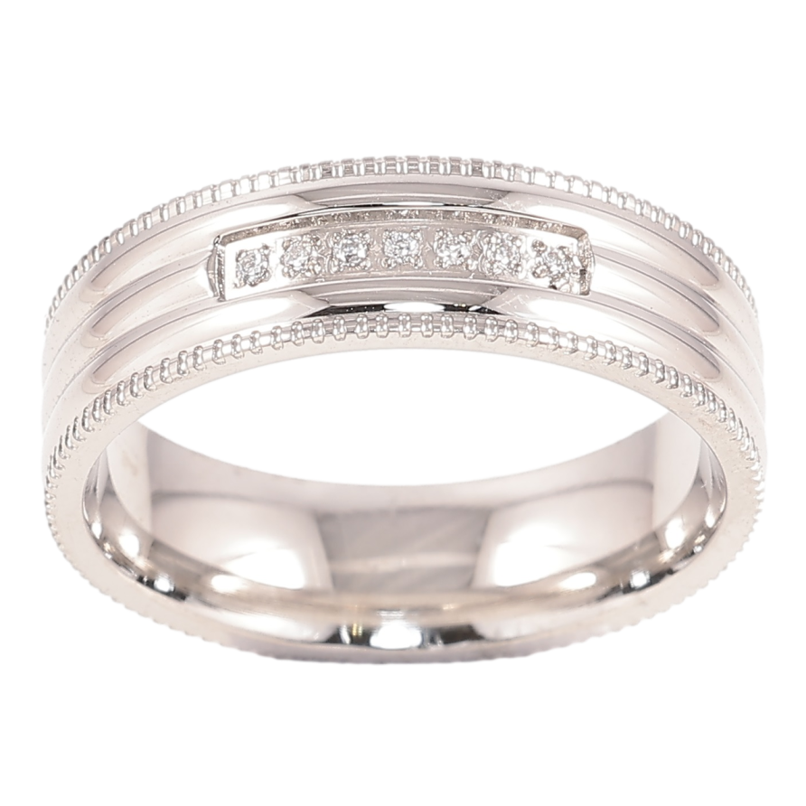 Кольцо Xuping TTM Stainless Steel Цвет Родий Декоративный узор с цирконием, шир. 6мм фото №1 Кольцо Xuping TTM Stainless Steel Цвет Родий Декоративный узор с цирконием, шир. 6мм фото №1