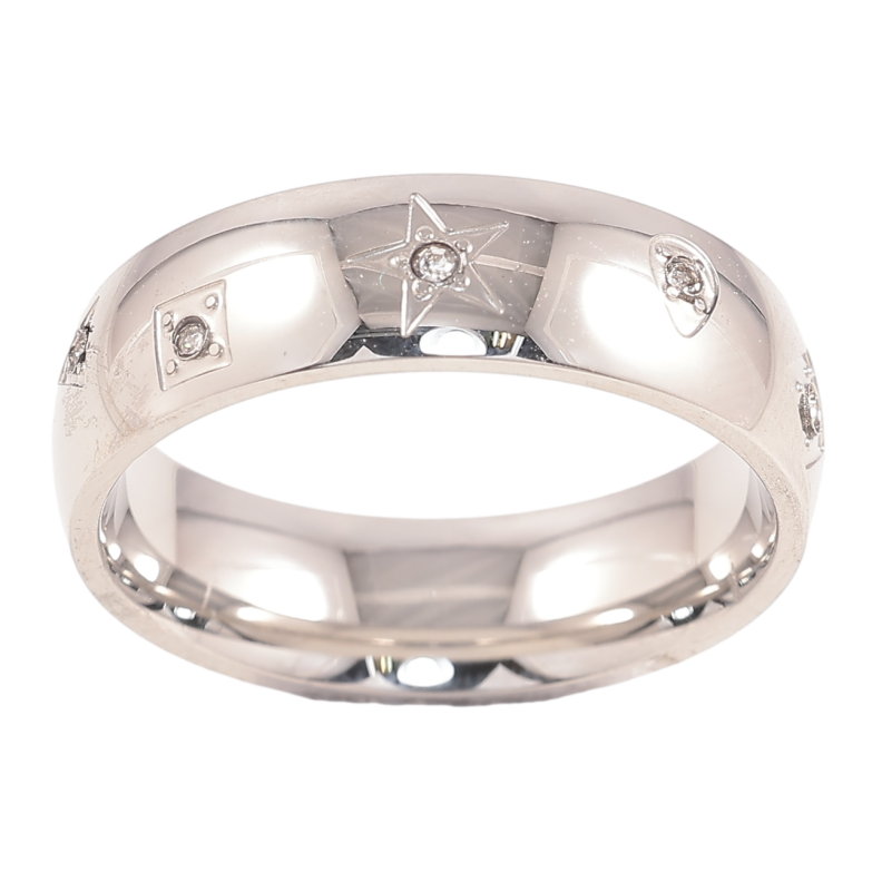 Каблучка Xuping TTM Stainless Steel Колір Родій «Візерунок з цирконієм, шир. 6мм» фото №5 Каблучка Xuping TTM Stainless Steel Колір Родій «Візерунок з цирконієм, шир. 6мм» фото №5