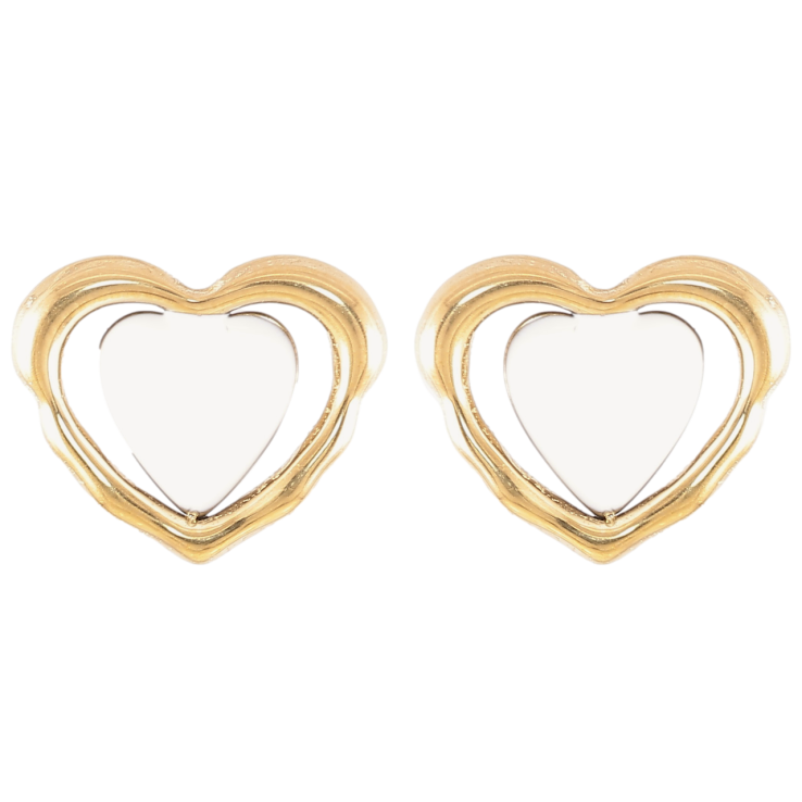 Серьги Xuping TTM Stainless Steel цвет 14K пусеты Сердечки с белой эмалью фото №22