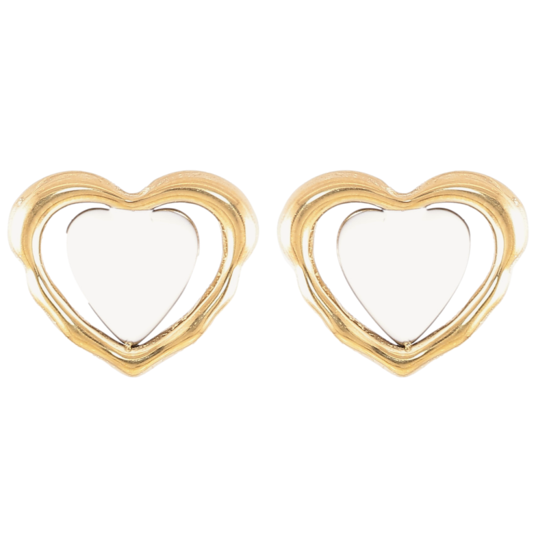Сережки Xuping TTM Stainless Steel колір 14K пусети Сердечка з білою емаллю фото №13