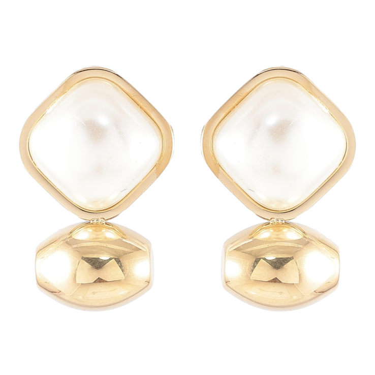 Серьги Xuping TTM Stainless Steel цвет 14K пусеты Фигурные с жемчужными вставками фото №4