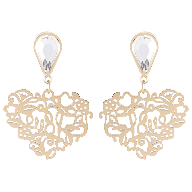 Серьги Xuping TTM Stainless Steel цвет 14K пусеты Подвески ажурные сердечки фото №12