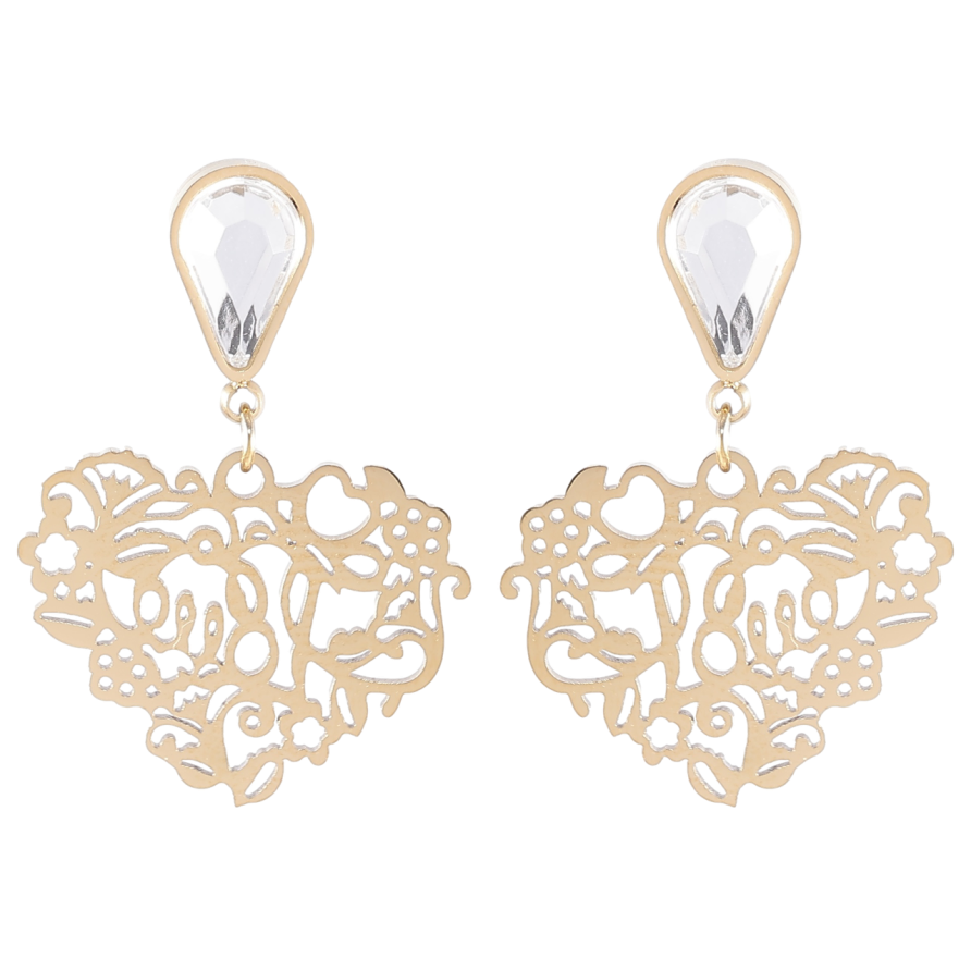 Серьги Xuping TTM Stainless Steel цвет 14K пусеты Подвески ажурные сердечки фото №1 Серьги Xuping TTM Stainless Steel цвет 14K пусеты Подвески ажурные сердечки фото №1