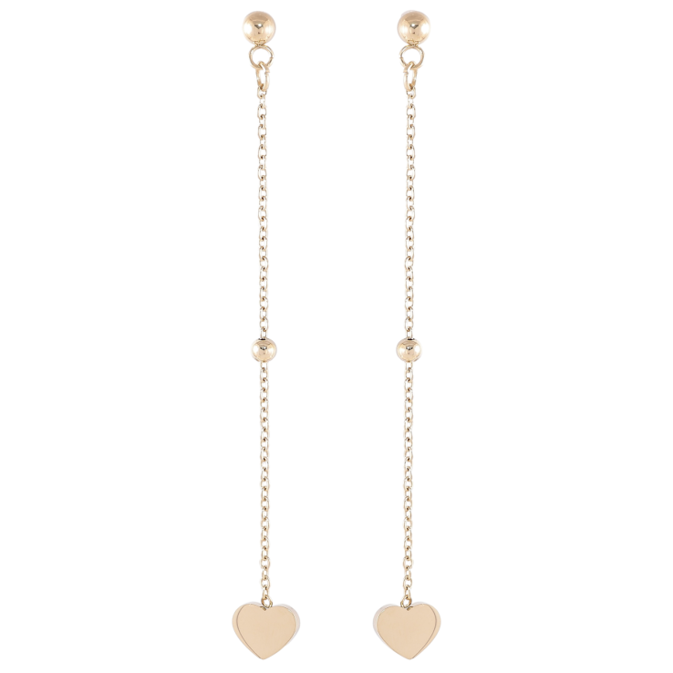 Серьги Xuping TTM Stainless Steel цвет 14K пусеты Подвески сердечки на цепочках фото №3