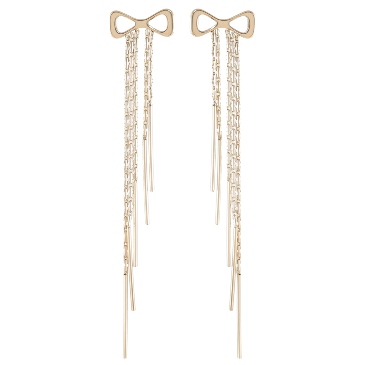 Серьги Xuping TTM Stainless Steel цвет 14K пусеты Банты с подвесками цепочками фото №25