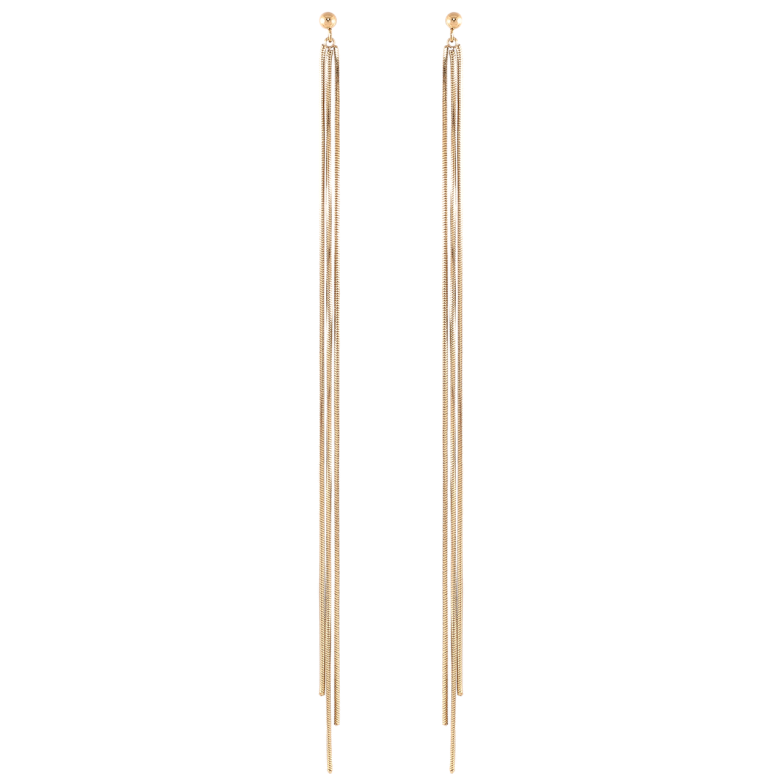 Сережки Xuping TTM Stainless Steel колір 14K пусети «Довгі підвіски з ланцюжків» фото №3 Сережки Xuping TTM Stainless Steel колір 14K пусети «Довгі підвіски з ланцюжків» фото №3
