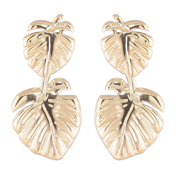 Серьги Xuping TTM Stainless Steel цвет 14K пусеты Листики фото №8