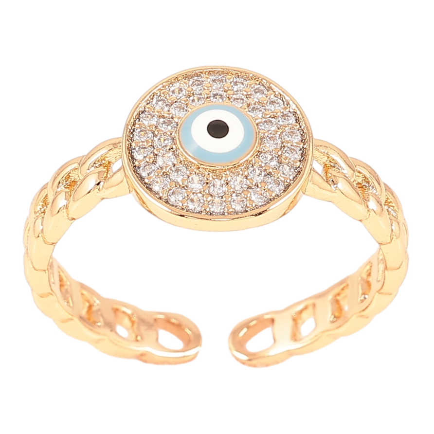 Кольцо Xuping Позолота 18K Оберег Глаз Фатимы с инкрустацией цирконием фото №1 Кольцо Xuping Позолота 18K Оберег Глаз Фатимы с инкрустацией цирконием фото №1