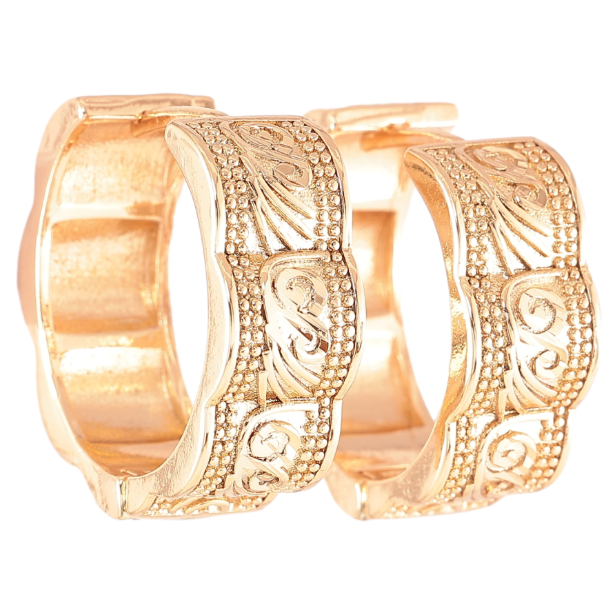 Серьги Xuping Позолота 18K колечки Декоративный узор фото №1 Серьги Xuping Позолота 18K колечки Декоративный узор фото №1