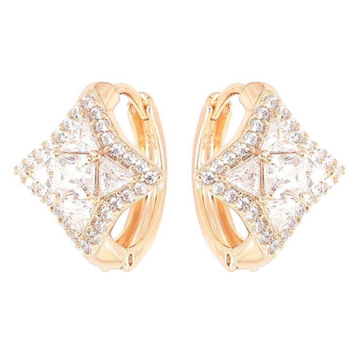 Серьги Xuping Позолота 18K колечки Ромбы с цирконием фото №23 Серьги Xuping Позолота 18K колечки Ромбы с цирконием фото №23