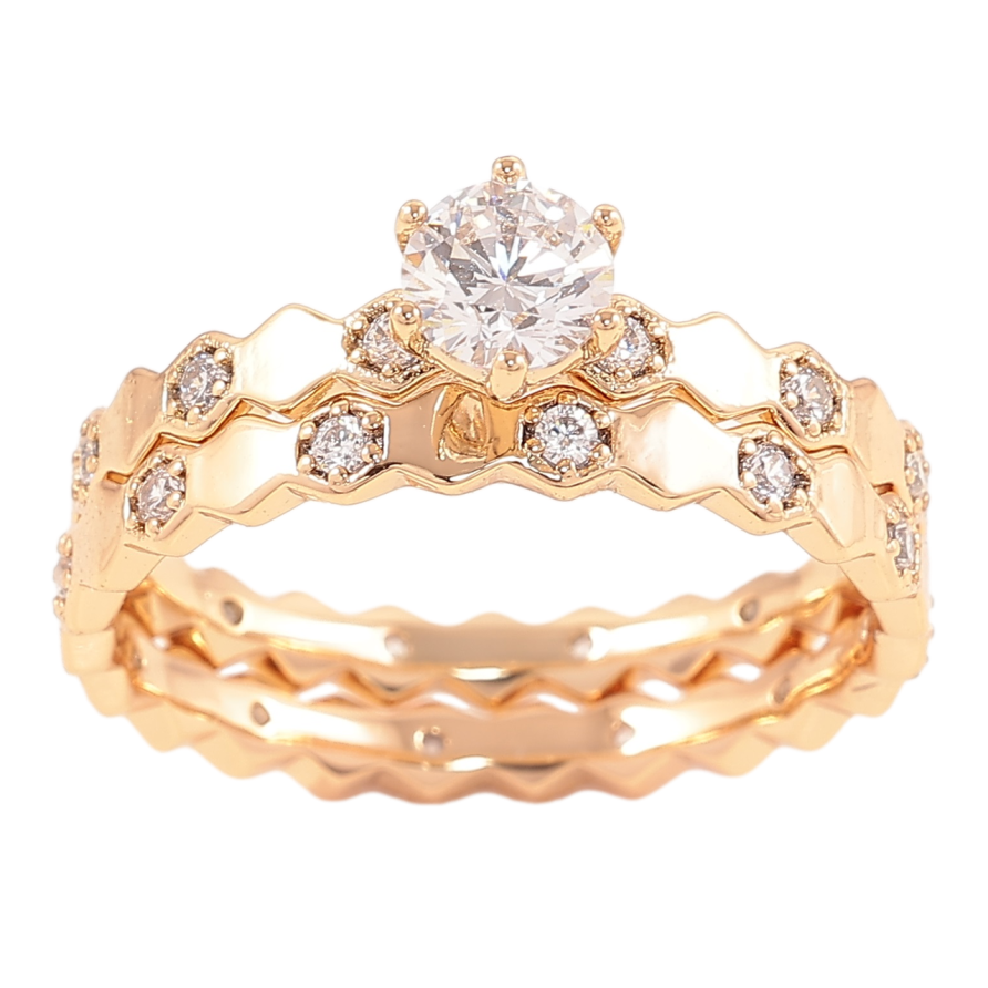 Каблучка Xuping Позолота 18K «Подвійне з цирконієм» фото №1 Каблучка Xuping Позолота 18K «Подвійне з цирконієм» фото №1