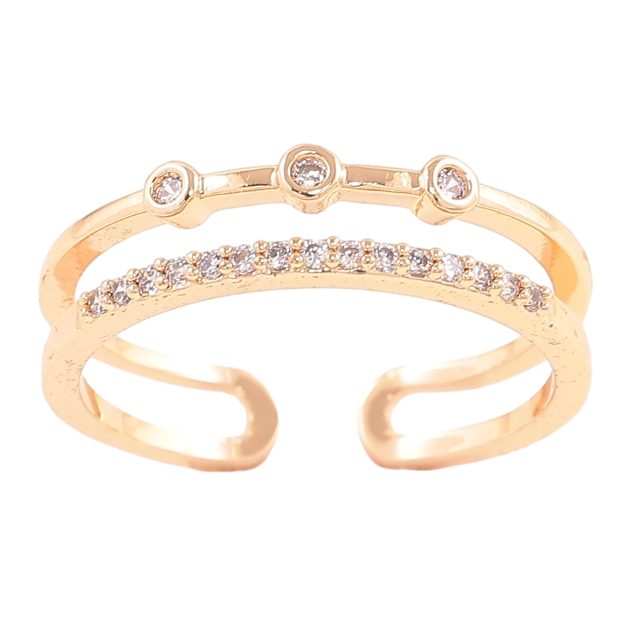 Кольцо Xuping Позолота 18K Двойная шинка с цирконием фото №1 Кольцо Xuping Позолота 18K Двойная шинка с цирконием фото №1