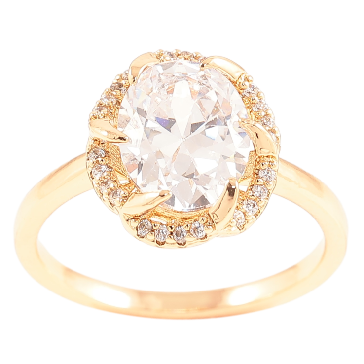 Кольцо Xuping Позолота 18K Фианит в декоративном обрамлении циркония фото №20 Кольцо Xuping Позолота 18K Фианит в декоративном обрамлении циркония фото №20